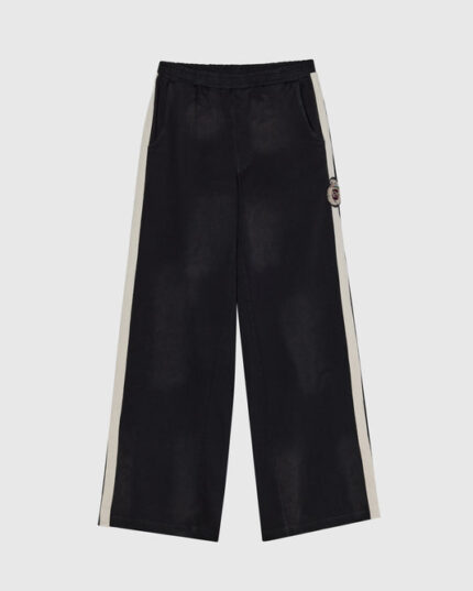 424 CREST STRIPPED RIPPED SWEATPANTS - BLACK