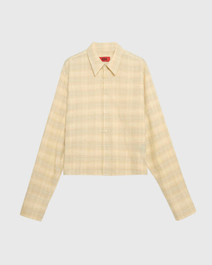 424 CROPPED SHIRT WITH SHOULDER PAD - TEA WASHING