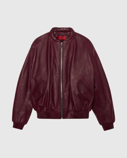 424 LEATHER BOMBER - PIGEON BLOOD