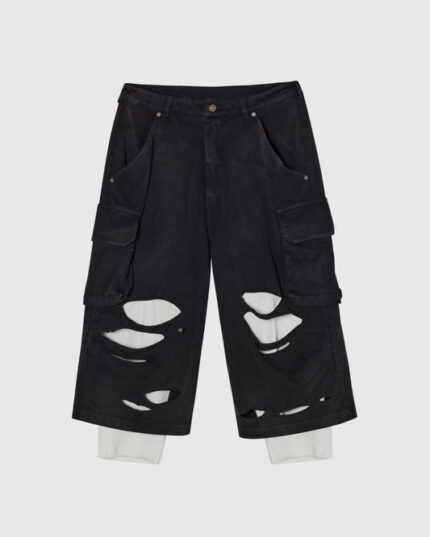 424 RIPPED BERMUDA SHORTS - BLACK