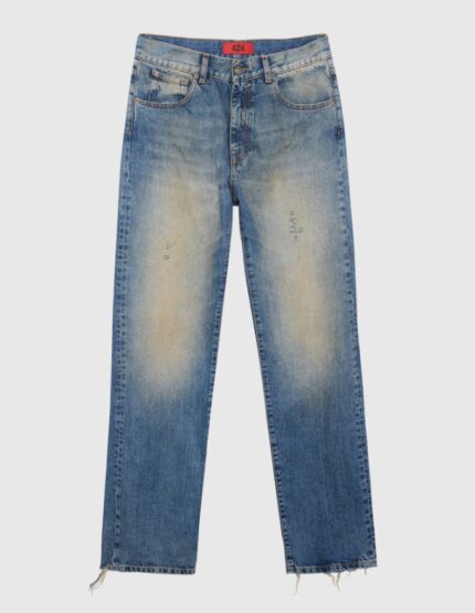 Collection Loose Five Pocket Pant - Blue•Heavyweight•Bleach Dyed Treatment•5 Pocket Detail•Button/Zip Fly Closure•Baggy Loose Fit •424 Embossed HardwareMaterial:100% Cotton Color: Washed Blue